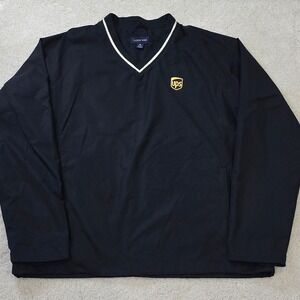 Lands‎ End V Neck Pullover Rain Jacket Mens Size Medium Black Windbreaker